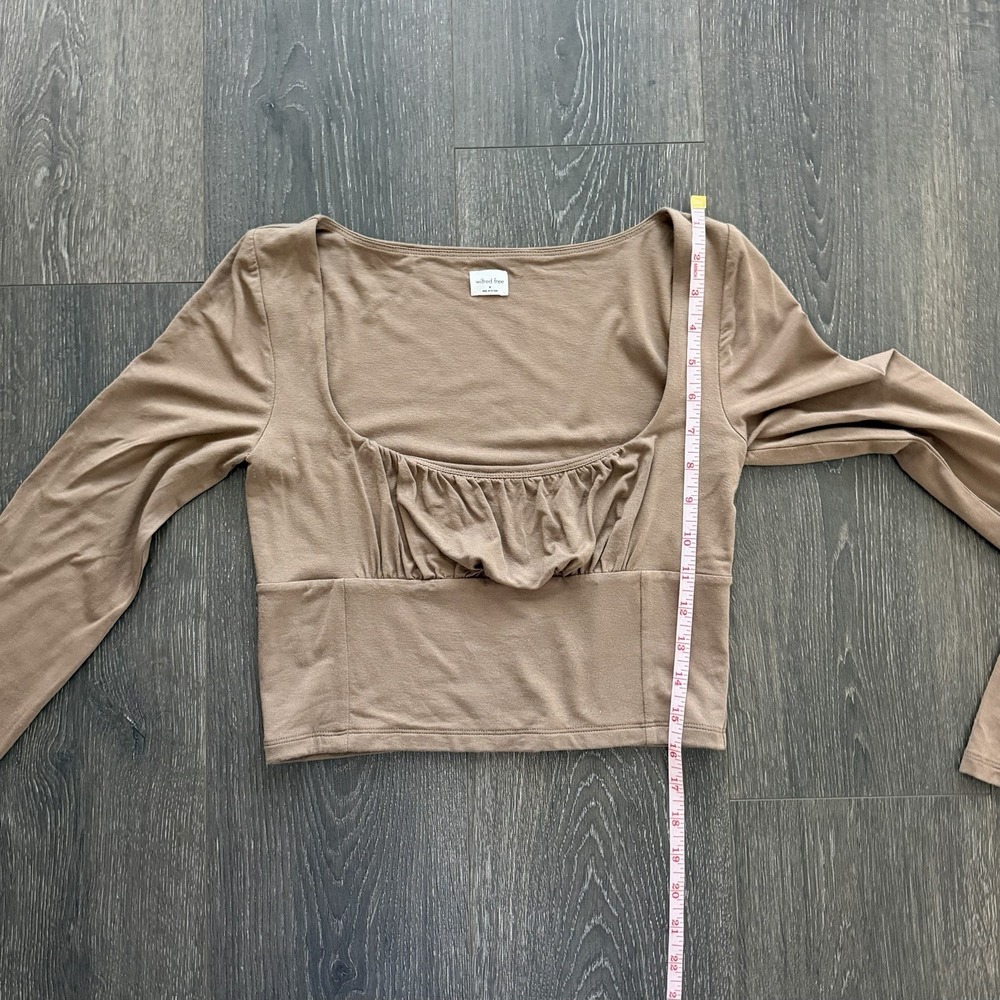 Aritzia Wilfred Free Bundle Square Neck Long Sleeve Ruched Crop Top Medium Lot - Picture 9 of 11